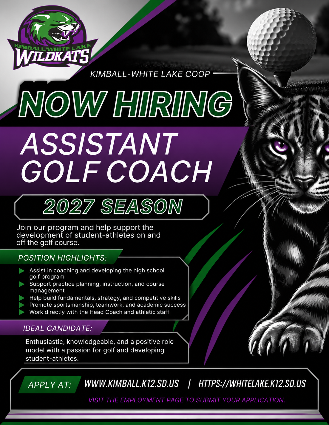 Advertising for an Assistant Golf Coach